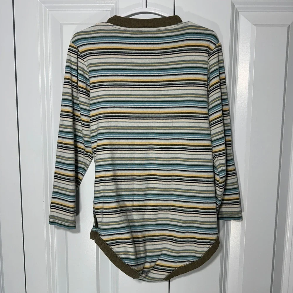 Gymboree Bodysuit Kids 3T Green Blue Striped Long Sleeve Fish Pocket One Piece